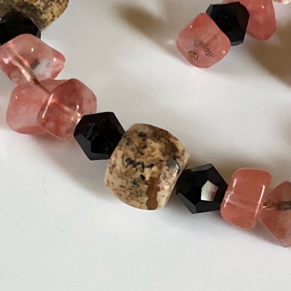 SOLD Jewelry Set-Necklace & Earrings-Cherry Quartz - Picture 3 of 7